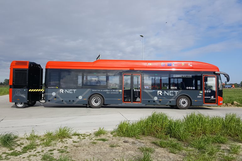 The first VDL hydrogen bus by Connexxion. With a trailer housing H2 technology - Sustainable Bus