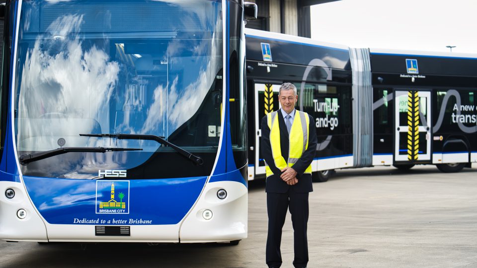 Brisbane Metro’s pilot vehicle (a 24-meter battery-electric bus ...